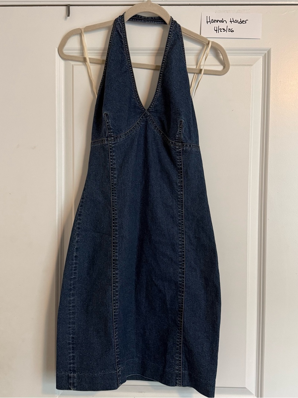 Vintage Ralph Lauren Denim Halter Bodycon Dress - Dark Blue - Picture 5 of 6
